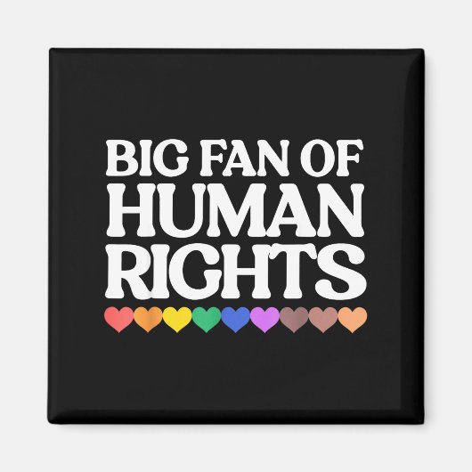 Big fan of human rights - retro rainbow hearts  マグネット (正面)
