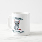 Big Feelings Small Problems Blue French Bulldog コーヒーマグカップ (正面左)