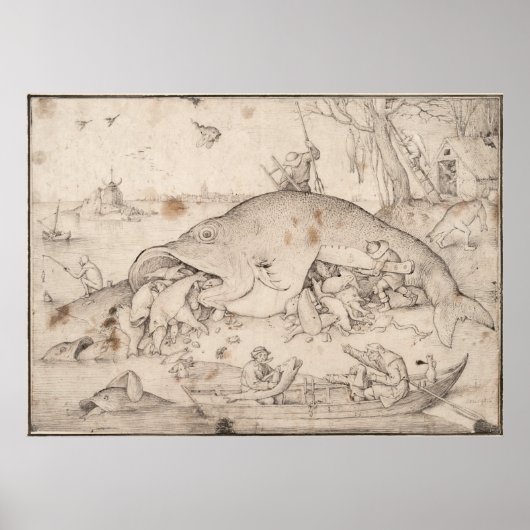 Big Fish Eat Little Fish by Pieter Bruegel ポスター (正面)