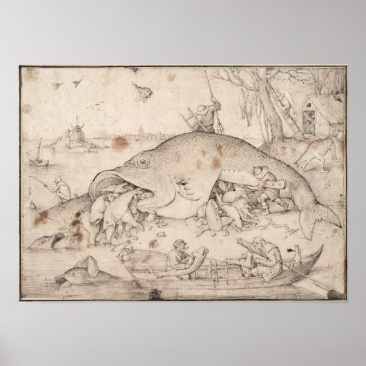 Big Fish Eat Little Fish by Pieter Bruegel ポスター (正面)