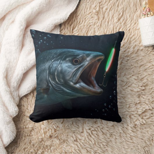 Big Fish with Neon Lure クッション (ブランケット)
