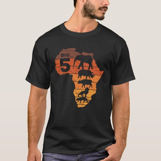 Big Five African Animals Elephant Rhino Buffalo Li Tシャツ (正面)