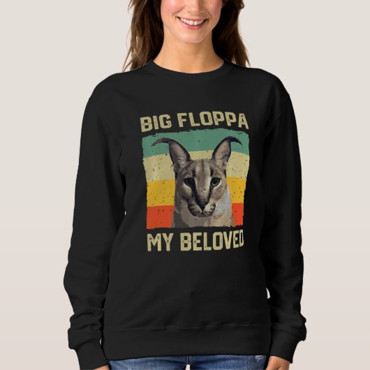 Big Floppa My Beloved Meme Cute Caracal Cat retro  スウェットシャツ (正面)
