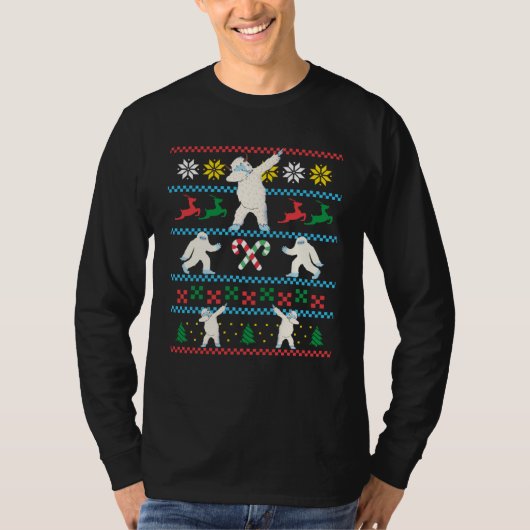 Big Foot Dabbing Yeti Ugly Christmas Sweater Winte Tシャツ (正面)