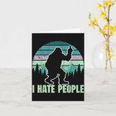 Big Foot I Hate People Middle Finger Sasquatch Ret カード (黄色い花)