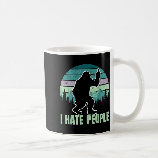 Big Foot I Hate People Middle Finger Sasquatch Ret コーヒーマグカップ (右)