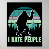 Big Foot I Hate People Middle Finger Sasquatch Ret ポスター (正面)