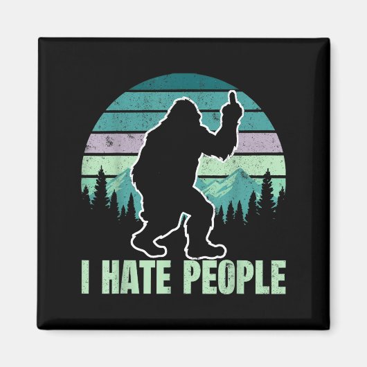 Big Foot I Hate People Middle Finger Sasquatch Ret マグネット (正面)