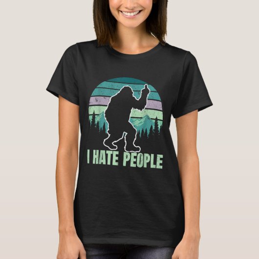 Big Foot I Hate People Middle Finger Sasquatch Ret Tシャツ (正面)