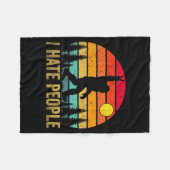 Big Foot Sasquatch I Hate People Funny Bigfoot Vin フリースブランケット (正面(横))