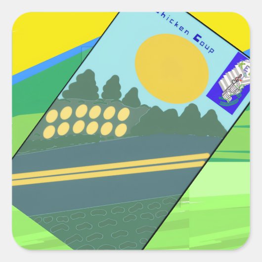 Big Funny Eggs Crossing the Road  スクエアシール (正面)