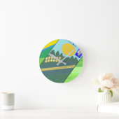 Big Funny Eggs Crossing the Road ラウンド壁時計 (ホーム)