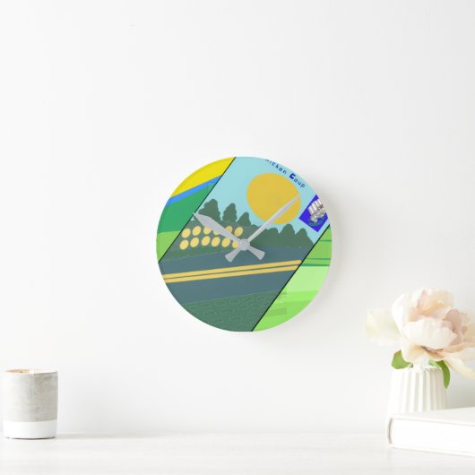 Big Funny Eggs Crossing the Road ラウンド壁時計 (ホーム)