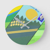 Big Funny Eggs Crossing the Road ラウンド壁時計 (正面)