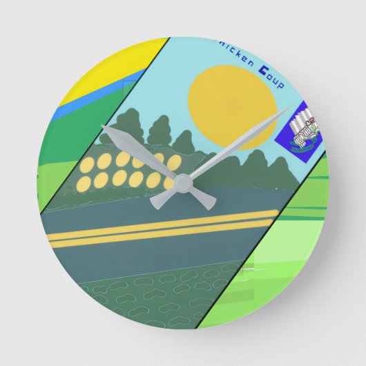 Big Funny Eggs Crossing the Road ラウンド壁時計 (正面)