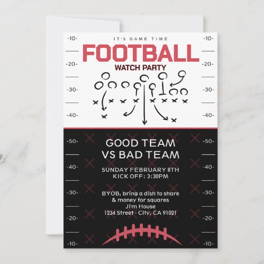 BIG GAME Football Party Invitation 招待状 (正面)