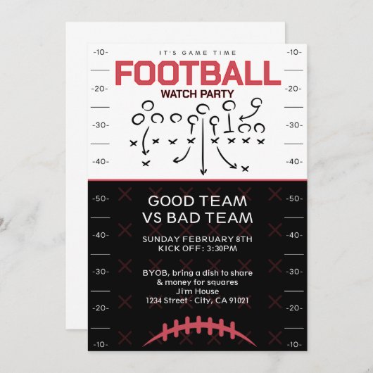 BIG GAME Football Party Invitation 招待状 (正面/裏面)