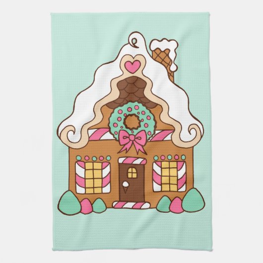 Big Gingerbread House Christmas Kitchen Towel  キッチンタオル (縦)