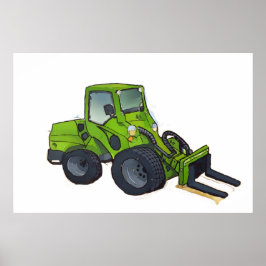 Big green telehandler forklift ポスター