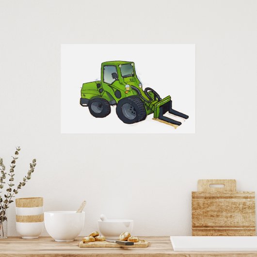 Big green telehandler forklift ポスター (キッチン)