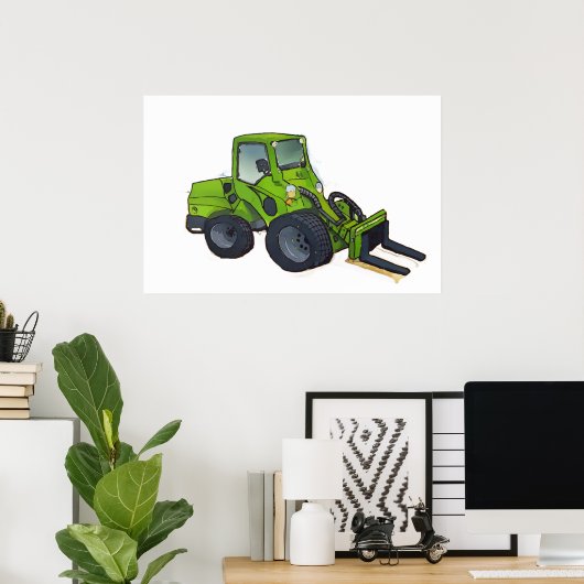 Big green telehandler forklift ポスター (ホームオフィス)
