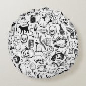 Big halloween doodles collection. Hand drawn vinta ラウンドクッション (裏面)