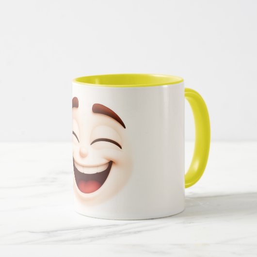 Big happy laugh – closed eyes smiling face マグカップ (正面右)