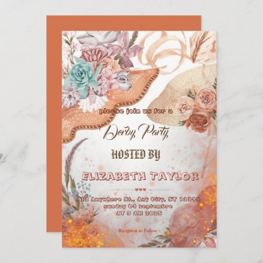 Big Hat Derby Party Invitation 招待状 (正面/裏面)