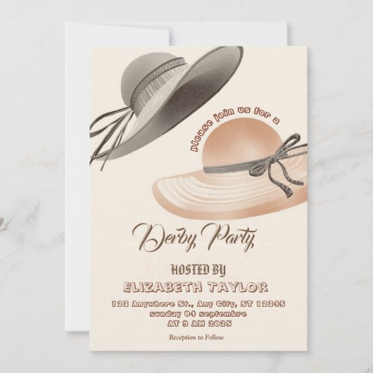 Big Hat Derby Party Invitation 招待状 (正面)