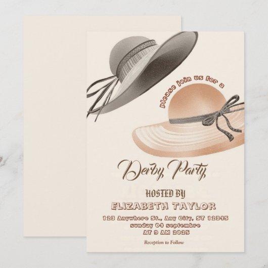 Big Hat Derby Party Invitation 招待状 (正面/裏面)