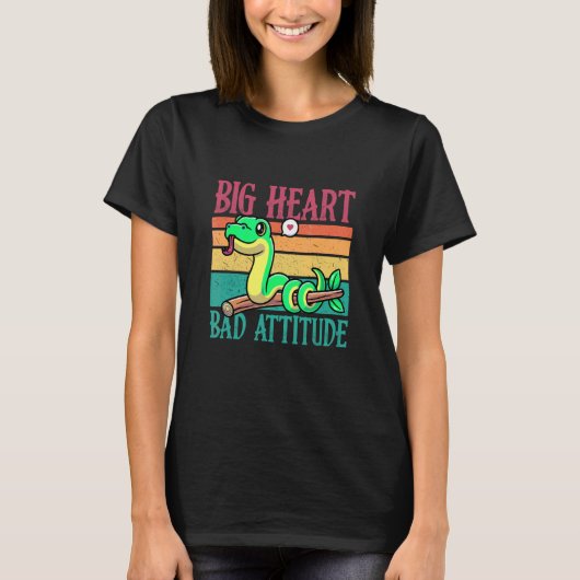 Big Heart But Bad Attitude Poisonus Animal Snake Tシャツ (正面)