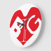 Big heart/Corazon Grande love by Masanser pixelat ラージ壁時計 (傾斜)