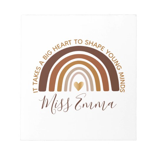 Big Heart to Shape Young Minds Teacher ノートパッド (正面)