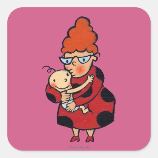 Big Hello Hugs from Auntie in Red スクエアシール (正面)