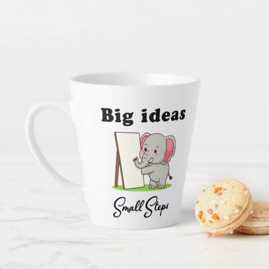 "Big Ideas, Small Steps" elephant animal dreams  カフェラテマグ (インサイチュ)