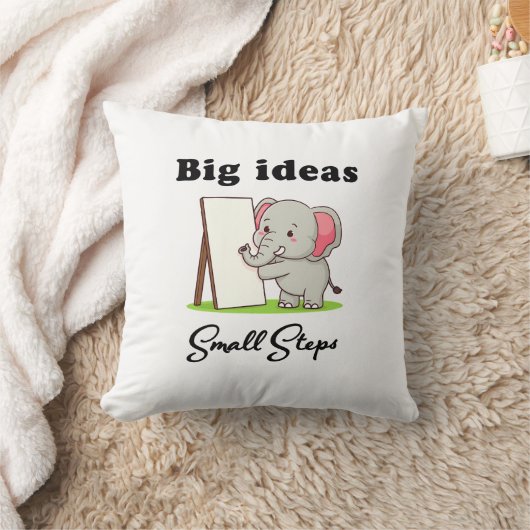"Big Ideas, Small Steps" elephant animal dreams クッション (ブランケット)