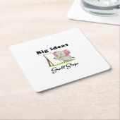 "Big Ideas, Small Steps" elephant animal dreams  スクエアペーパーコースター (アングル)