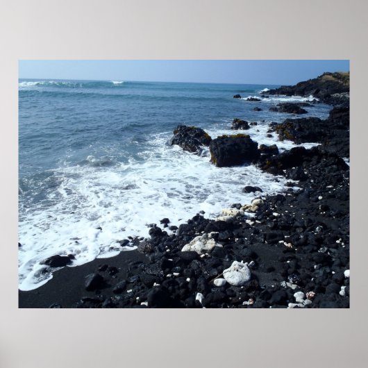 Big Island Hawaii black sand beach poster ポスター (正面)