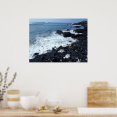 Big Island Hawaii black sand beach poster ポスター (キッチン)