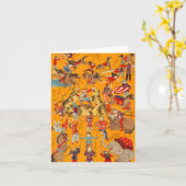 Big Japanese Circus woodblock print カード (黄色い花)