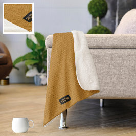 Big Knitting Stitches - Honey Yellow your initials シェルパブランケット