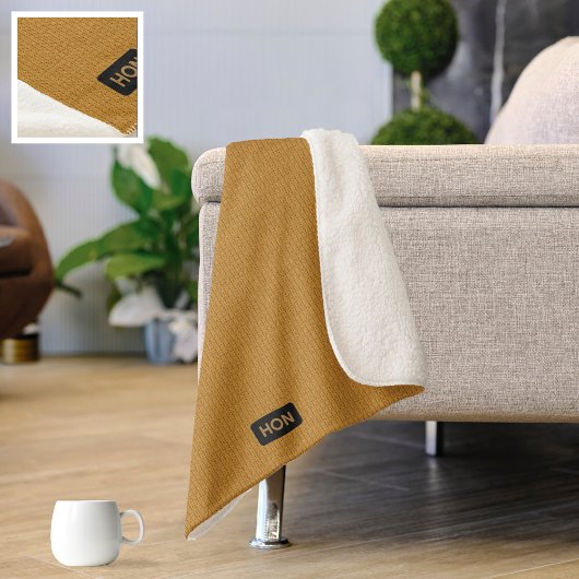 Big Knitting Stitches - Honey Yellow your initials シェルパブランケット