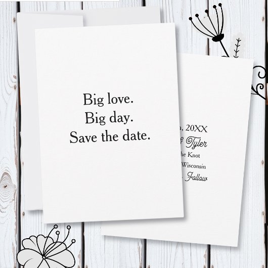 Big love. Big day. Save the date. 招待状