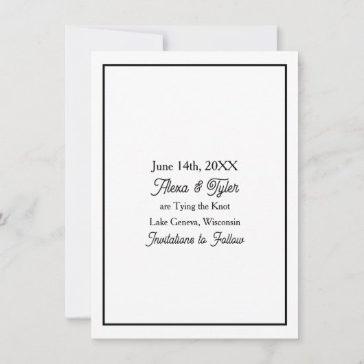 Big love. Big day. Save the date. Black Border 招待状 (裏面)