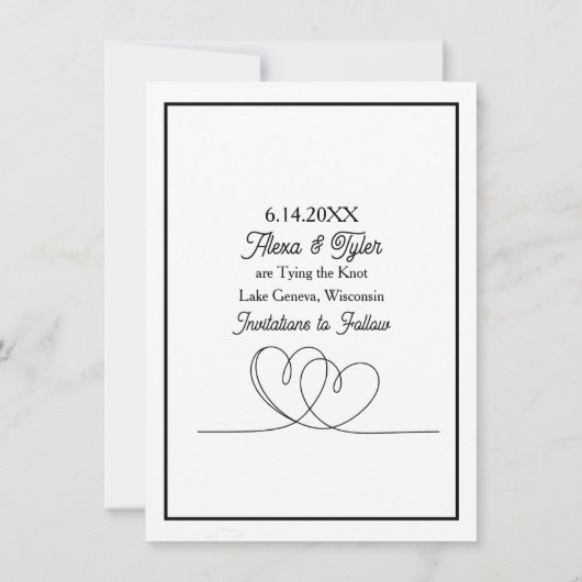 Big love. Big day. Save the date. Black Border 招待状 (裏面)