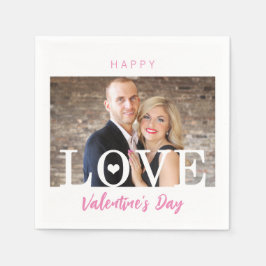 Big LOVE Letters |フォトピンクのスクリプトモダン スタンダードカクテルナプキン