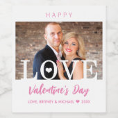 Big LOVE Letters |写真モダンのピンクのスクリプト ワインラベル (シングルラベル)