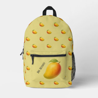 Big Mango, Sweet Fruit and Name on Yellow プリントバックパック