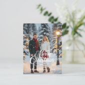 Big Merry Christmas Couples Photo Front シーズンポストカード (スタンド正面)