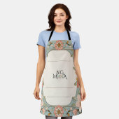 Big Moma I Am Floral Apron – Mint & Peach Bloom  エプロン (着用した状態)